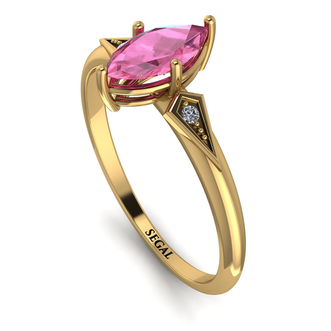 Marquise Pink Moissanite Geometrical Engagement Ring - Reese No. 801
